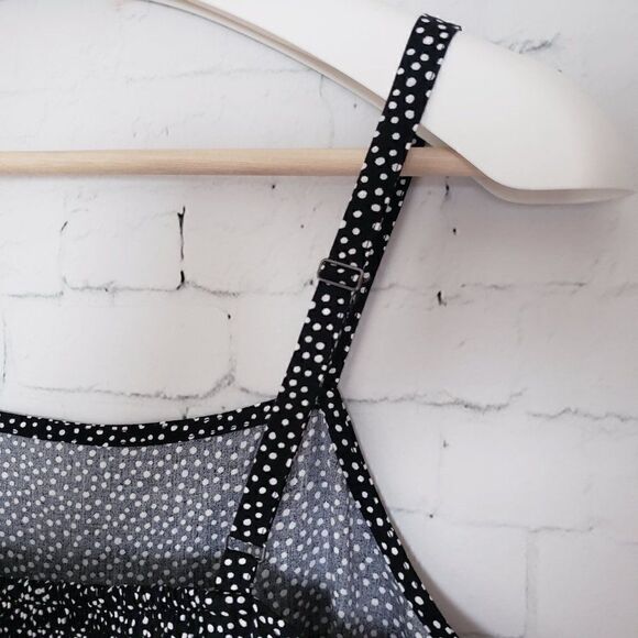 GAP Black White Polka Dot Dress Size S Seersucker Stretch Back Square Neck - Picture 6 of 8